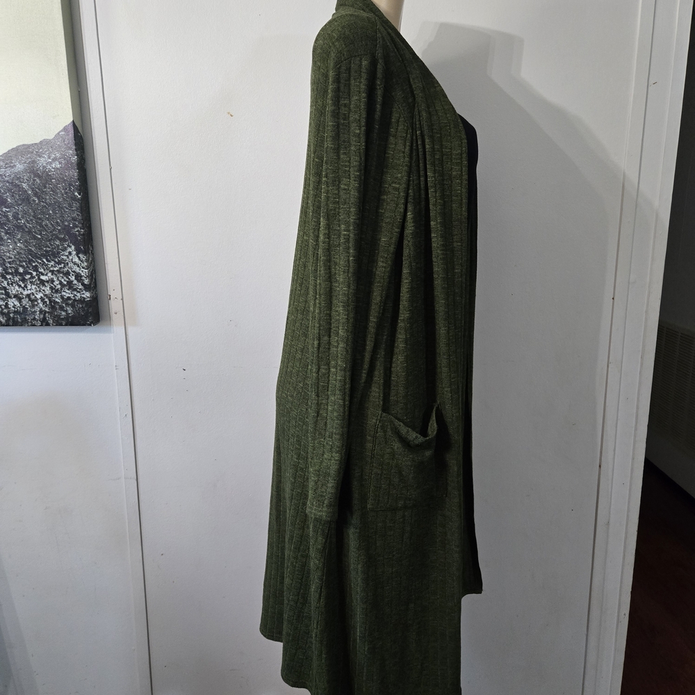 Lisa Rinna Collection Olive Open Front Cardigan - Picture 6 of 8